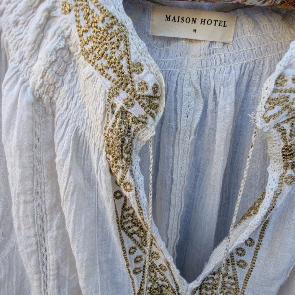 Maison Hotel Violette Blouse Gold Embroidery Size M - Picture 4 of 12